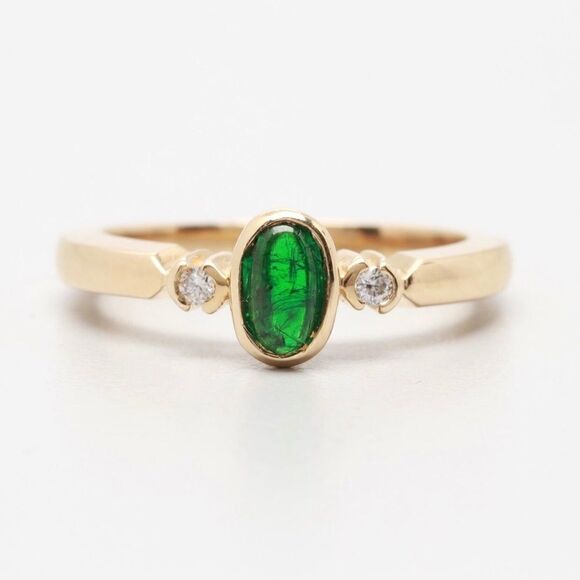 14K gold diamond and emerald ring size 6.25 - Picture 1 of 7